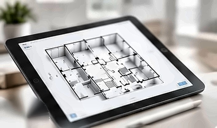 Tablet showing a floor plan